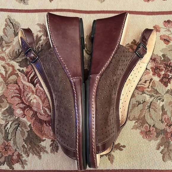 La Plume Leather Open Toe Sling Back Sandals Brown Ladies size 38 - Picture 13 of 16